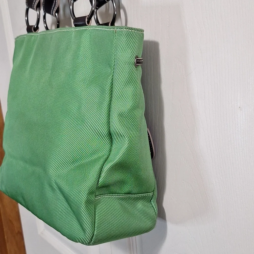 Vintage Tommy Hilfiger canvas handbag purse - green/brown leather - Picture 6 of 16